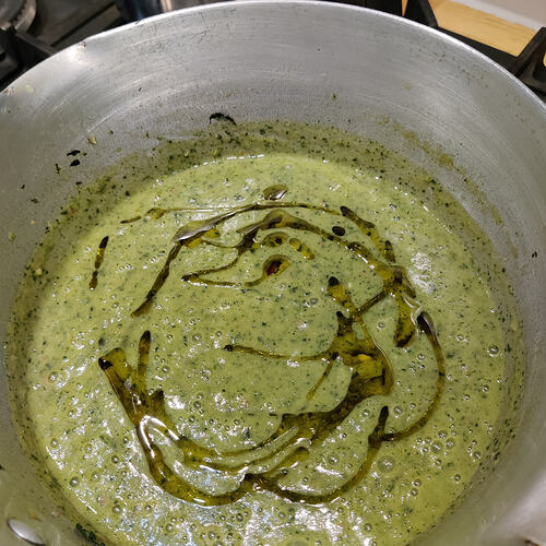 4. 3/4 (75% of soup blitzed and Olive Oil drizzled